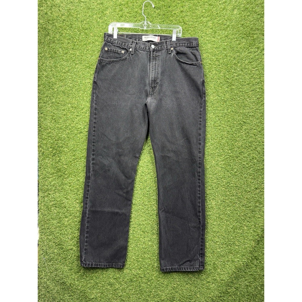 Levis 505 Jeans Mens 38x34 Regular Fit Straight Leg Black Denim Casual Work